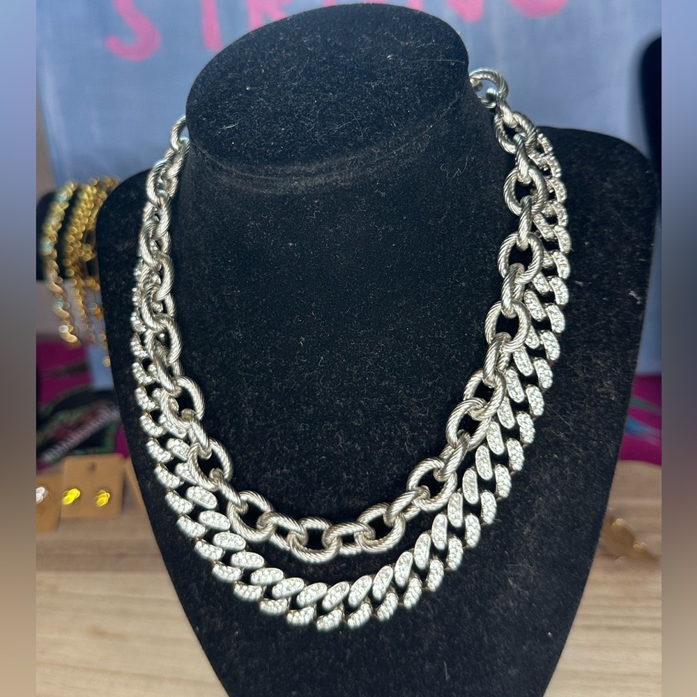 Chunky Rope Fully Iced out Cuban Chain Stainless Steel 2-piece Women’s necklaces